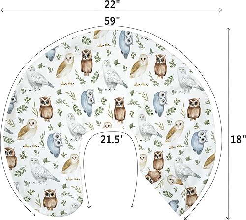 Miniatura 9 de Fundas de almohada de lactancia con diseño de búhos de acuarela y hojas bohemias para niños y niñas, razas de búhos, hojas verdes, funda de almohada