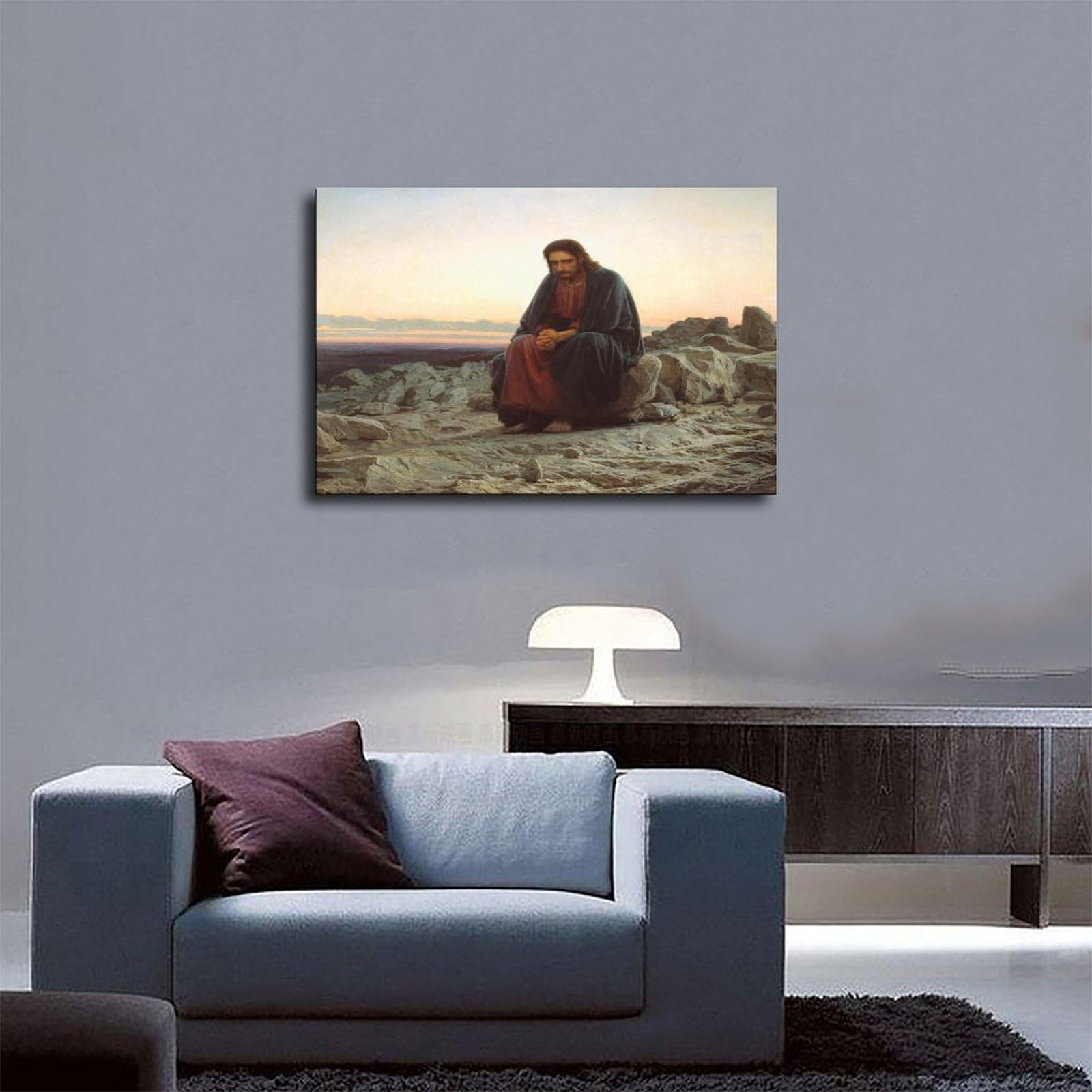 Ivan Nikolaevich Kramskoi - Póster de Cristo en el desierto desierto para dormitorio, lienzo decorativo impreso, arte de pared, oficina, habitación, decoración estética, regalo, sin marco, 20 x 30 i