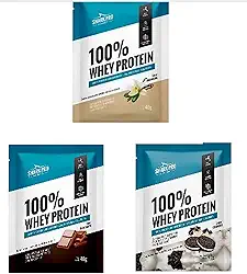 100% Whey Protein Sachê de 40g Sabores Baunilha,Chocolate e Cookies & Cream-Shark Pro-Kit 03 unidades