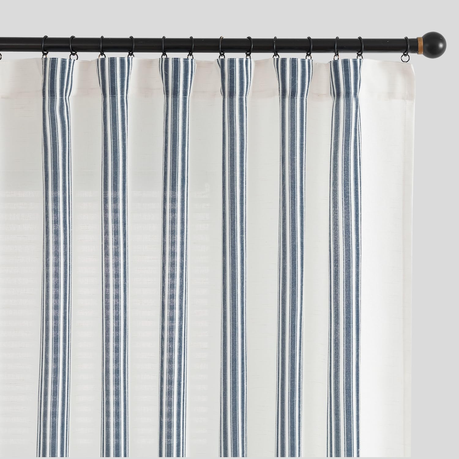 jinchan Striped Linen Blend Curtains 63 Inch Length for Living Room Blue Stripe Semi Sheer Light Filtering Modern Farmhouse Coastal Drapes for Bedroom Curtain Set 2 Panels