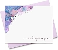 Vista 1 de Personalized Watercolor Note Cards with Envelopes Pastel Stationery Gift Set for Girls and Women/Flat Note Cards and Envelopes/Choose Font, Envelope