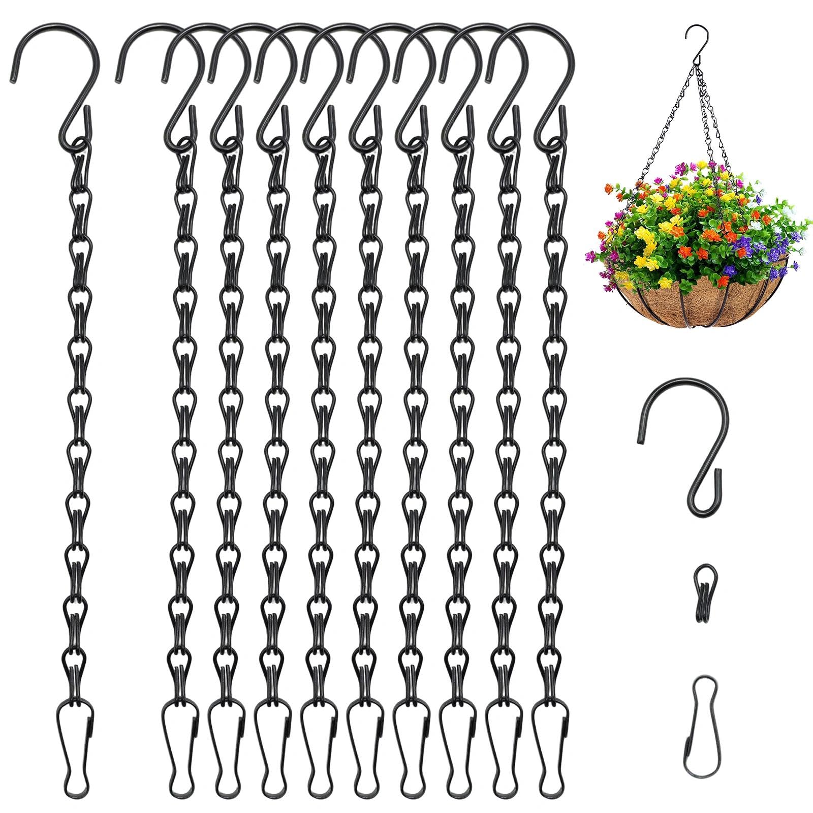 Livawnd 10 Pack 9.5 Inch Black Hanging Chains - Metal Plant Hangers with Hooks for Bird Feeders, Wind Chimes, Lanterns & Indoor/Outdoor Decor