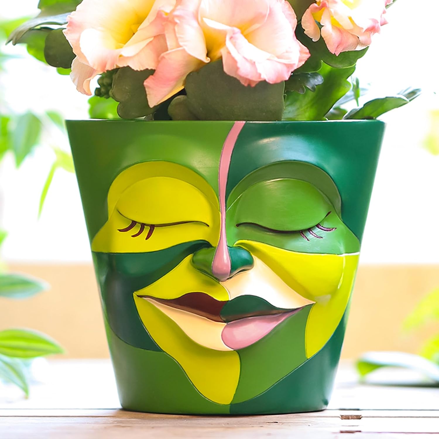 GUGUGO Face Planters Pots with Drainage, Abstract Gardening