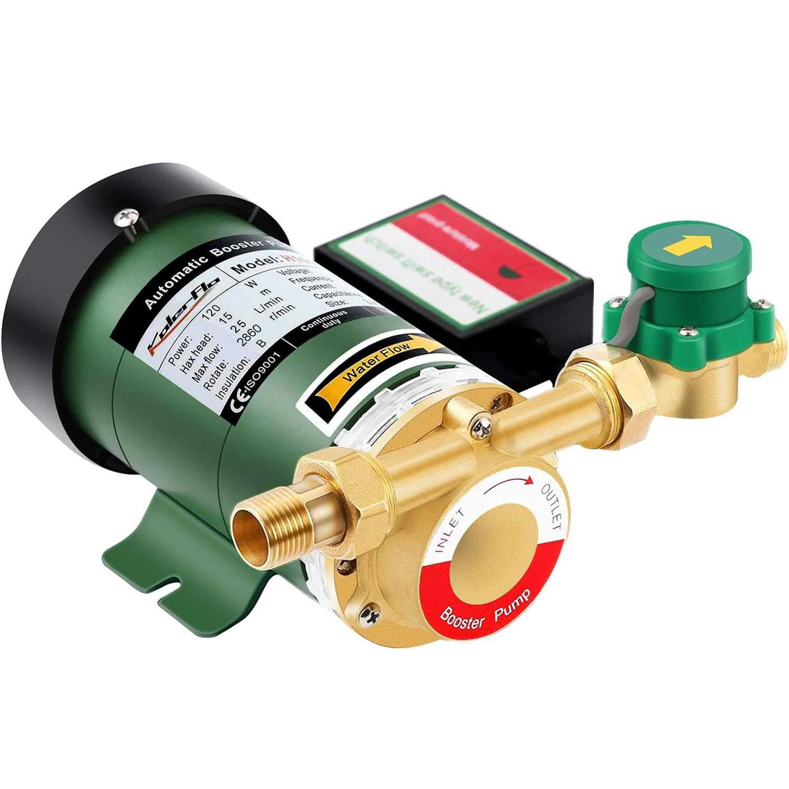 120W Heißwasserpumpe Automatische Druckerhöhungspumpe 2850 U/min 230V / 50Hz Haushalt Booster Pumpe für Hauswasserwerk Dusche und Garten und 20l/min Ausgang 19mm
