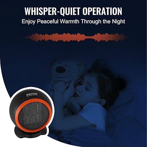 Miniatura 3 de VEVOR Portable Electric Space Heater with Overheat Protection, 500 W Secure and Quiet Ceramic Heater Fan, 6 in Tip-Over Shutdown Flame-Retardant ABS