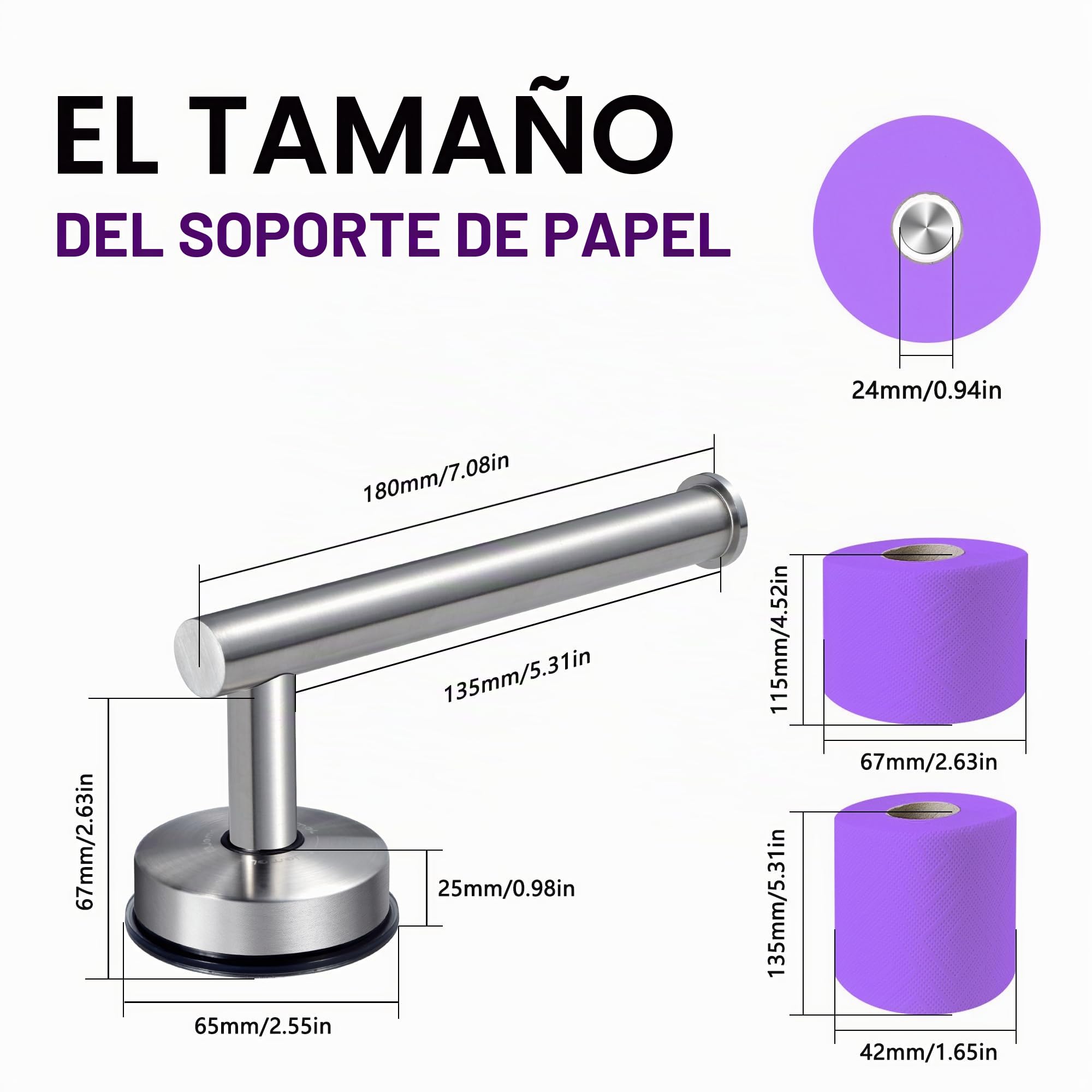 JOMOLA Portarrollos de Papel Higiénico de Acero Inoxidable Ventosa Soporte para Papel Higiénico para Montar Baño Cocina Gancho Ventosa para Toalla Toallero Dispensador de Papel de Seda Plata, 2 Piezas