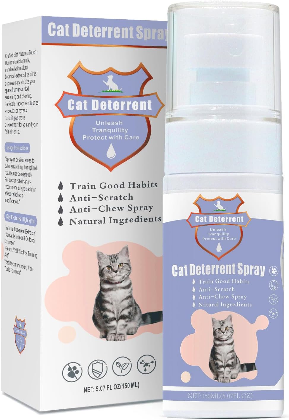 Cat Deterrent Spray - Safe Indoor & Outdoor Deterrent for Furniture Protection (used)