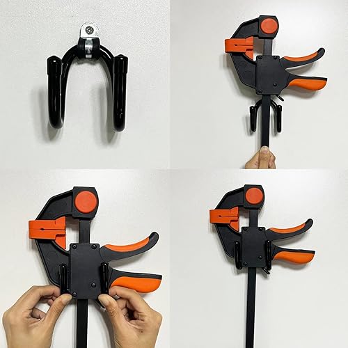 Miniatura 3 de Paquete de 2 ganchos de abrazadera de barra, clip de almacenamiento de pared, soporte de abrazadera, sostiene cualquier tamaño, se dobla para varios