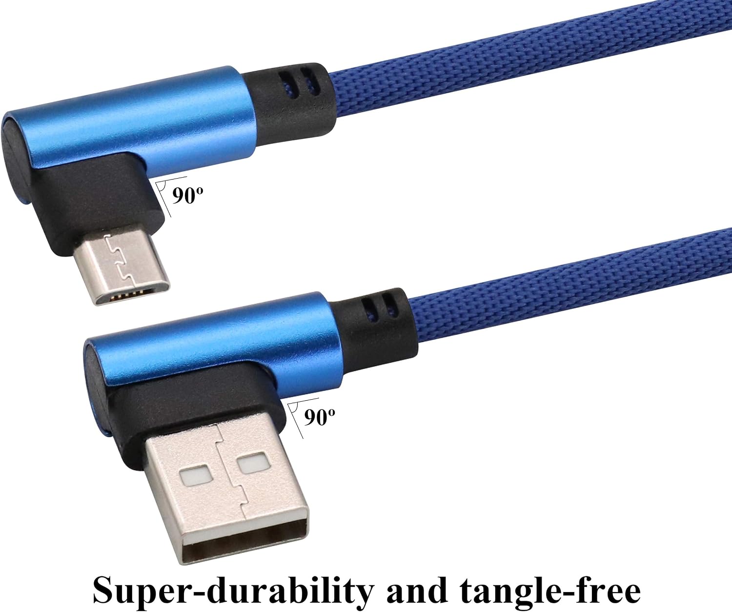 AAOTOKK 3 Ft 90 Degree Micro USB Cable 90 Degree USB 2.0 A Male to USB 2.0 Micro Male Nylon-Braided Fast Sync & Charging Cord for Android Phone Samsung - Image 5