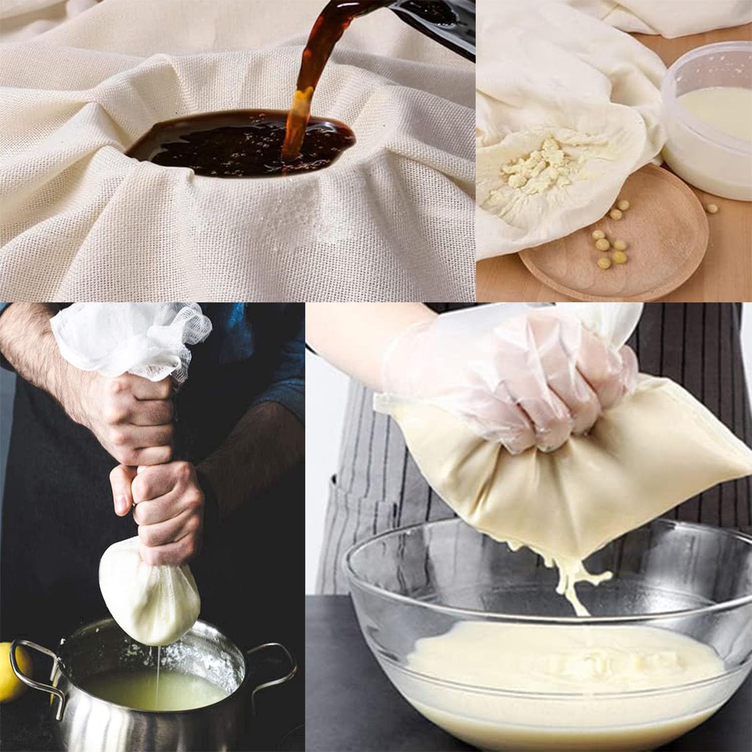 4 Pcs Etaine Alientaire, 50 X 50 C Chiffon Cuisine Réutilisable Grade 100 Fine Étaine Tissu