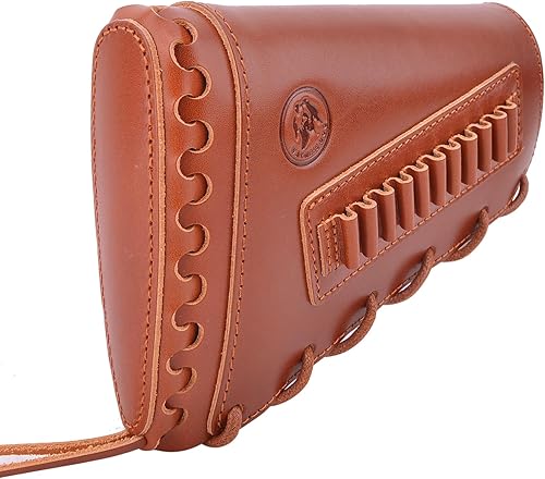 Tas Trost Munición de culata de rifle de cuero de vaca de grano completo con soporte de cartucho para .45-70 308 30-06, manga de munición cosida a