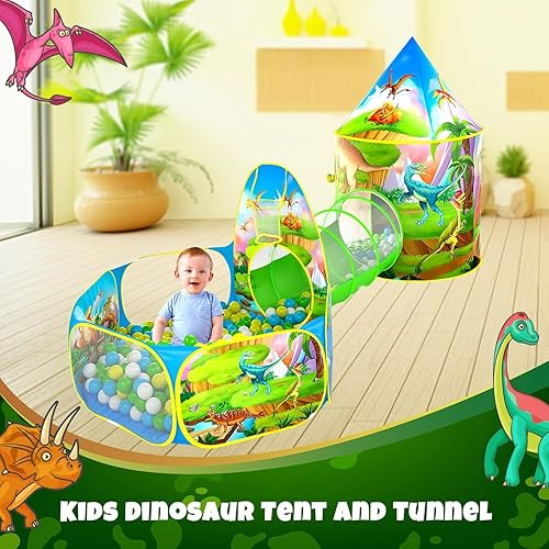 Miniatura 10 de Tienda de campaña de 3 piezas para niñas con hoyo de bolas, túnel de gateo, tiendas de campaña de princesa para niños pequeños, juguetes de casa de