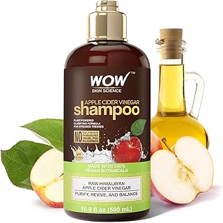 WOW Skin Science Apple Cider Vinegar Shampoo - Hair Growth Shampoo for Thinning Hair, Hair Loss & Dandruff Shampoo - Parabens & Sulfate Free Shampoo - Clarifying Shampoo for Build Up Natural Shampoo
