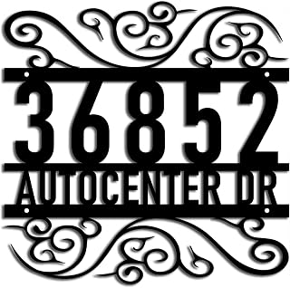 Personalized Address Plaques For Home Custom House Numbers Stainless Steel Metal House Address Sign, Modern House Address Plaque, Indoor/Outdoor Use Black,15cm*15cm