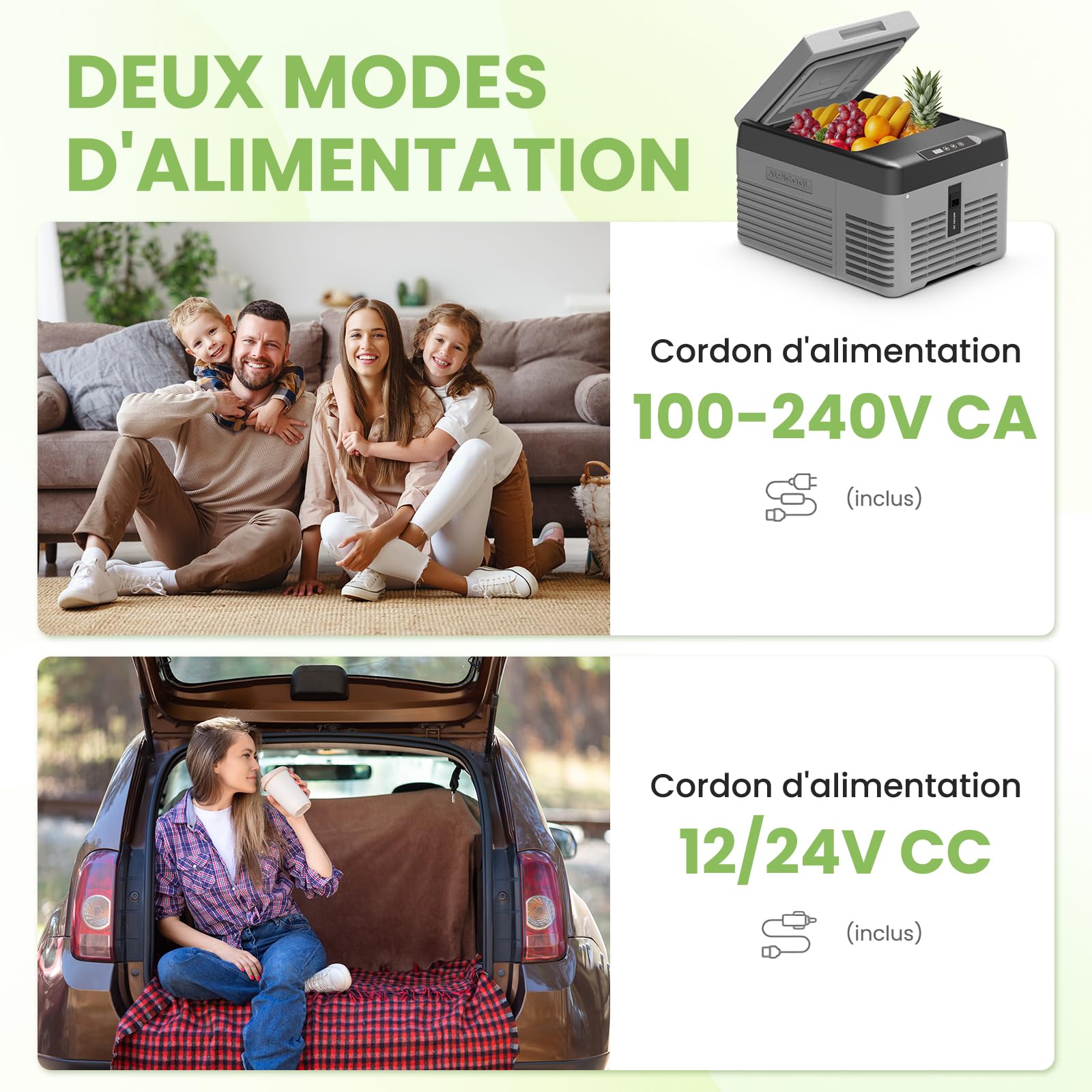 Alpicool CL9 Réfrigérateur de Voiture 9L, Portable Glacière à Compression Neuve 2026, 12V/24V Réfrigérateur Frigo Voiture pour Camion, Camping, RV, Voyage en Voiture, Pique-Nique, -20℃-20℃