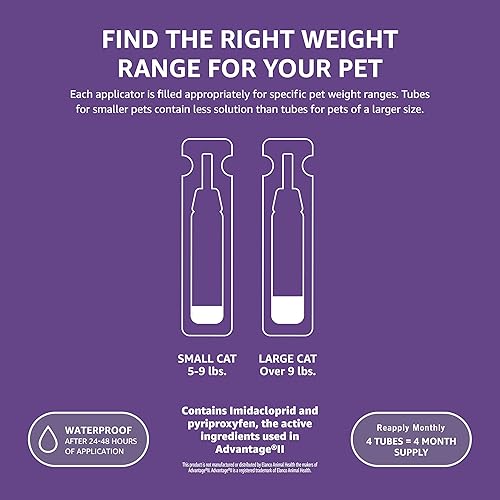 Miniatura 6 de Tienda Basics Tratamiento tópico preventivo contra pulgas para gatos grandes (más de 9 libras), 6 unidades (anteriormente Solimo)