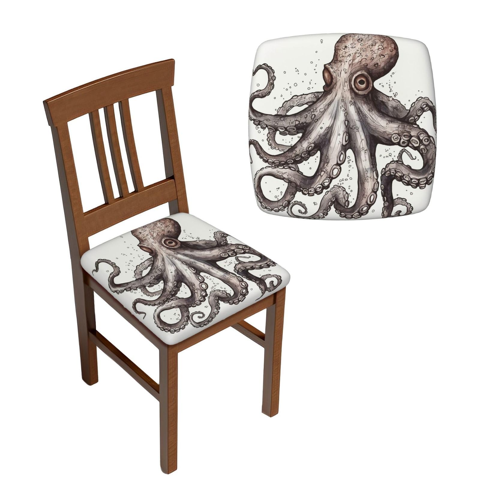 FodPand 6PCS Dining Chair Covers for Dining Room Octopus Chair Seat Cover Stretch Parsons Chair Slipcover Removable Washable Seat Cushion Slipcovers Cover for Kitchen Office
