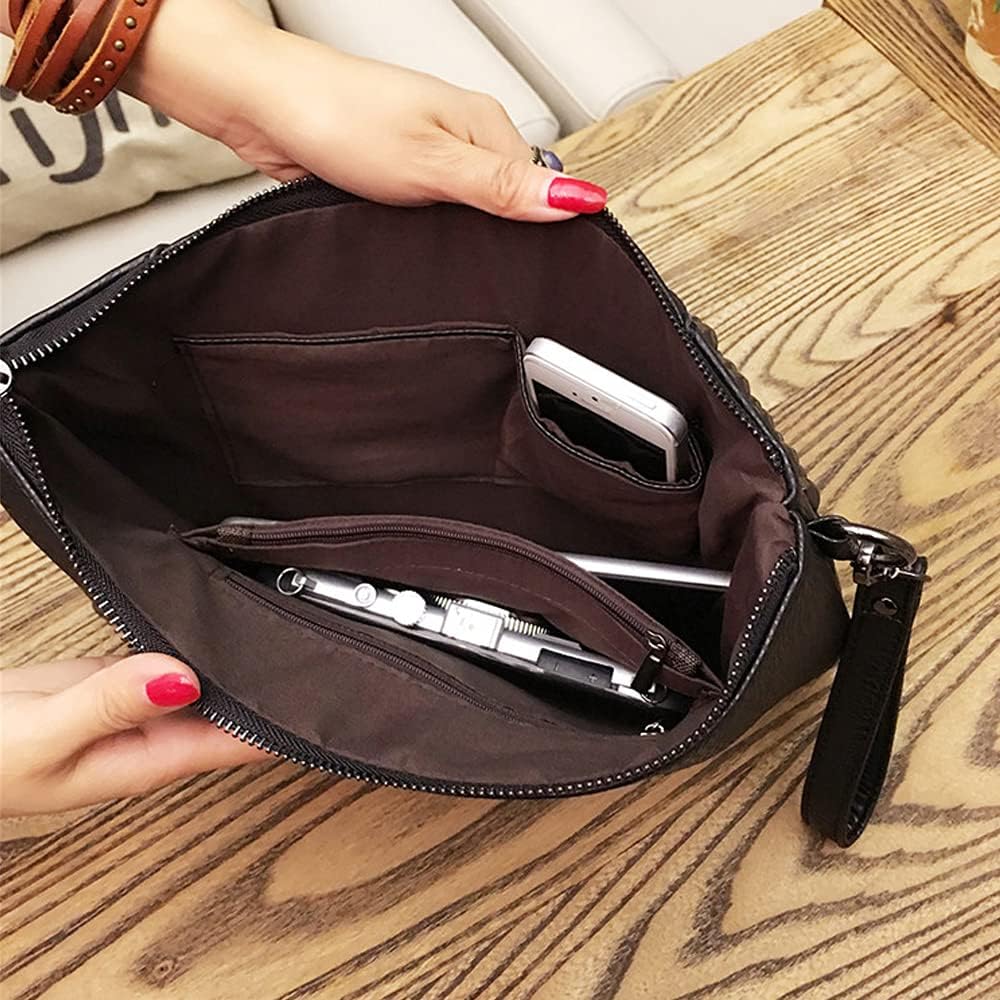 Oversized Clutch Bag Purse Women PU Leather Crossbody Shoulder Bags Studded Wristlet Handbag Rivet Envelope Clutches - Image 6
