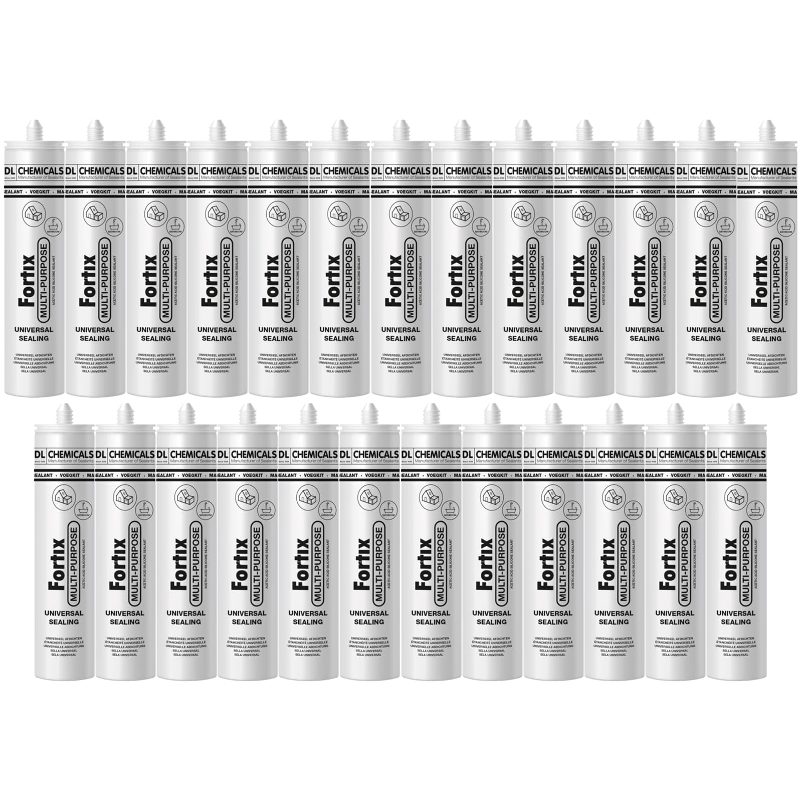 Universalsilikon, Multisilikon, Silikondichtstoff für Innen & Außen - UV- & witterungsbeständig,für Sanitärbereich geeignet, 280ml Kartusche (25, Transparent)