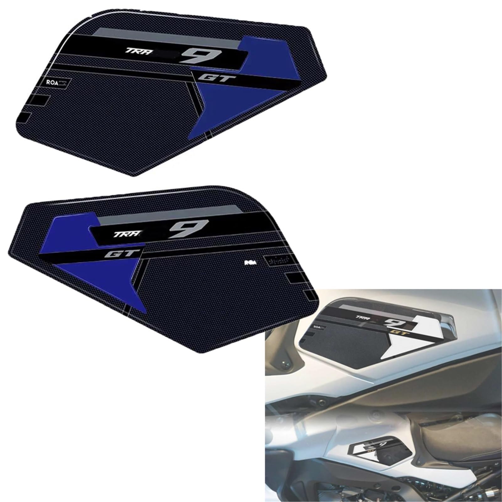 Tynbv Blue Decorative Sticker Motorcycle 3D Resin Sticker Decal For Y-Amaha Tracer 9 Gt 9Gt 2021 2022 2023 Fuel Tank Protection Pad(Blue)