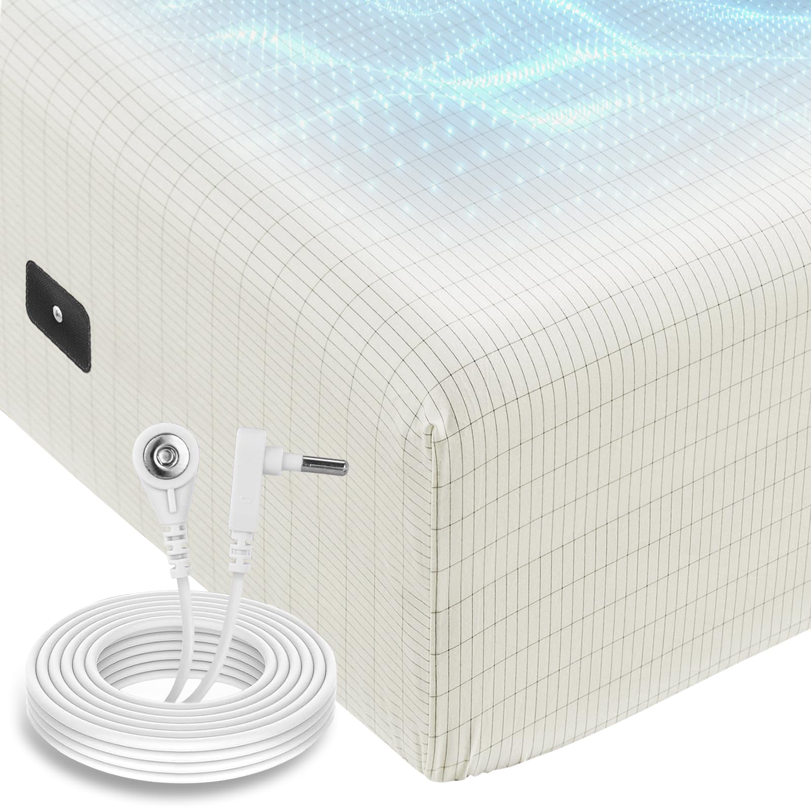 HYPREST Grounding Sheets King Deep Pocket 16 inches, 90% Cotton & 10% Silver Fiber Infused, Earthing Sheets Grounding Well Bed Sheets for Improved