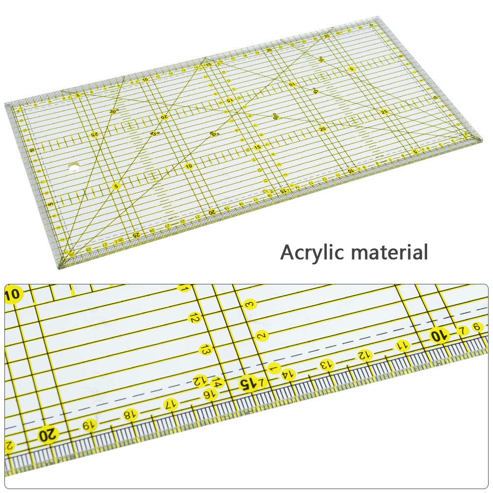 Righello Patchwork Quilting Ruler in Acrilico Righelli Universale per Cucito 15 x 15 cm 30 x 15 cm Righello Trasparente con Adesivi Antiscivolo per Cucire Sartoria Patchwork Fai da Te