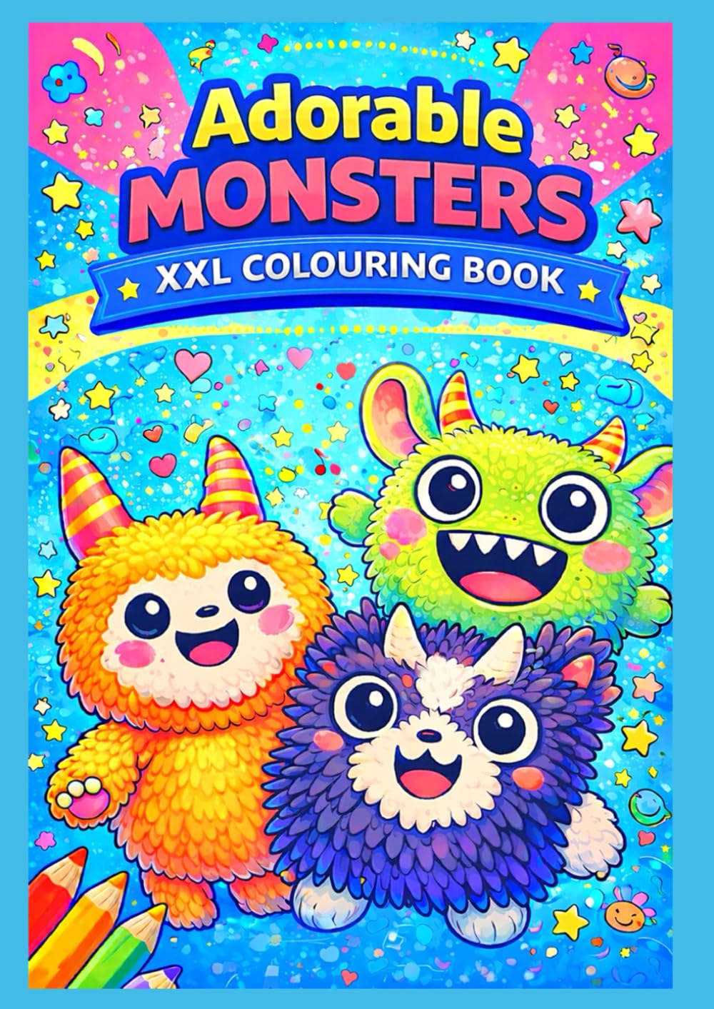 Adorable Monsters – XXL Colouring Book: 100+ Fun Doodle & Plush Monster Colouring Pages - Large Format - Single-Sided Pages-