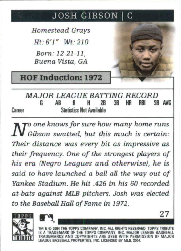 2004 Topps Tribute HOF Baseball Card #27 Josh Gibson