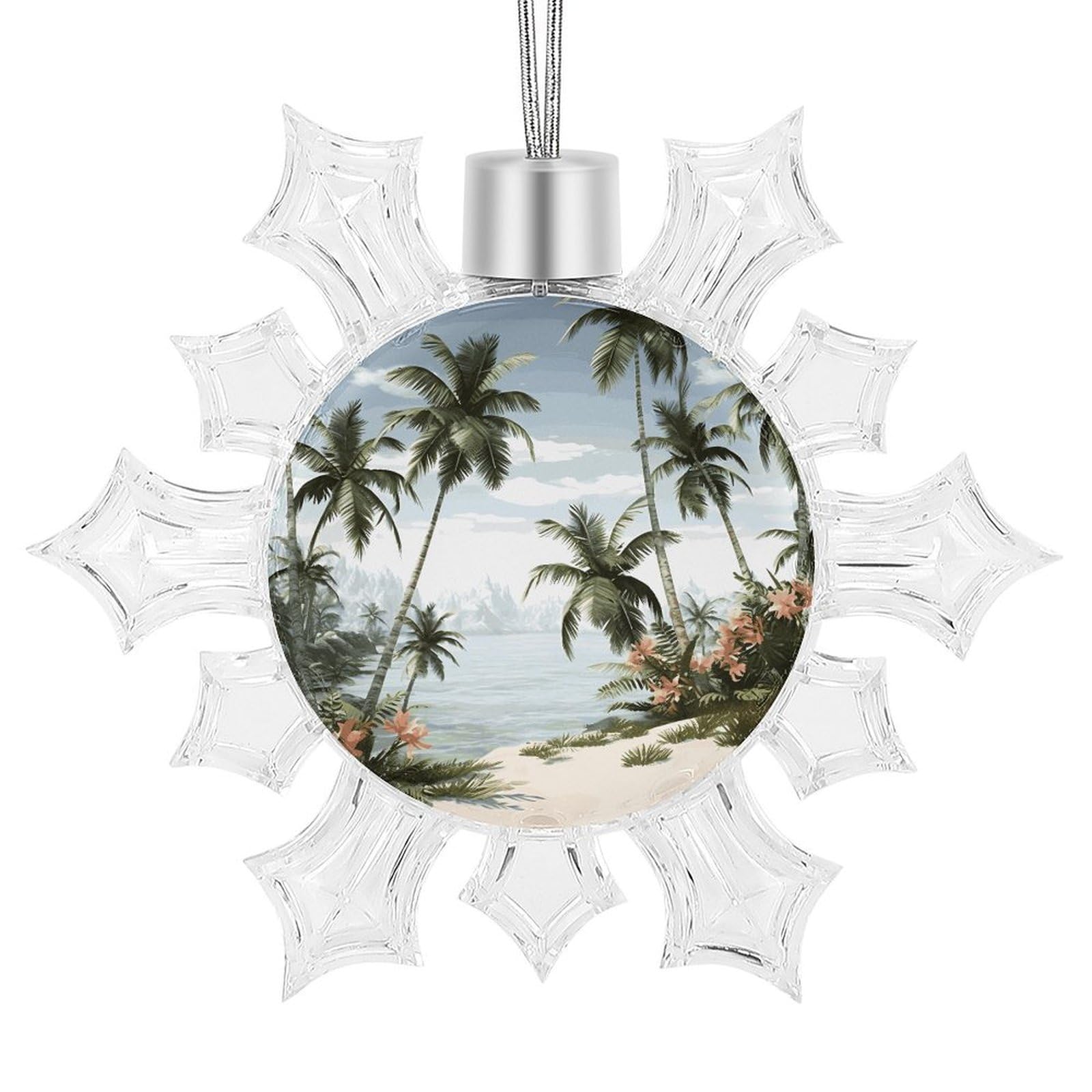 Tropical Palm Trees Snowflake Decorations,Christmas Decorations，Christmas Indoor Winter Wonderland Decor，Hanging Ornaments for Xmas Tree Winter New Year Party Supplies