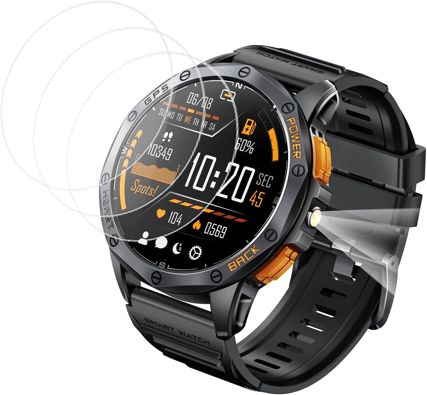 for Tiwain Military Smart Watches K67 Screen Protector - [3 Pack] HD Tempered Glass Film [9H Hardness][Anti-Fingerprint][Anti-Scratch][Bubble Free] Compatible for Tiwain K67 Smartwatch 1.43"