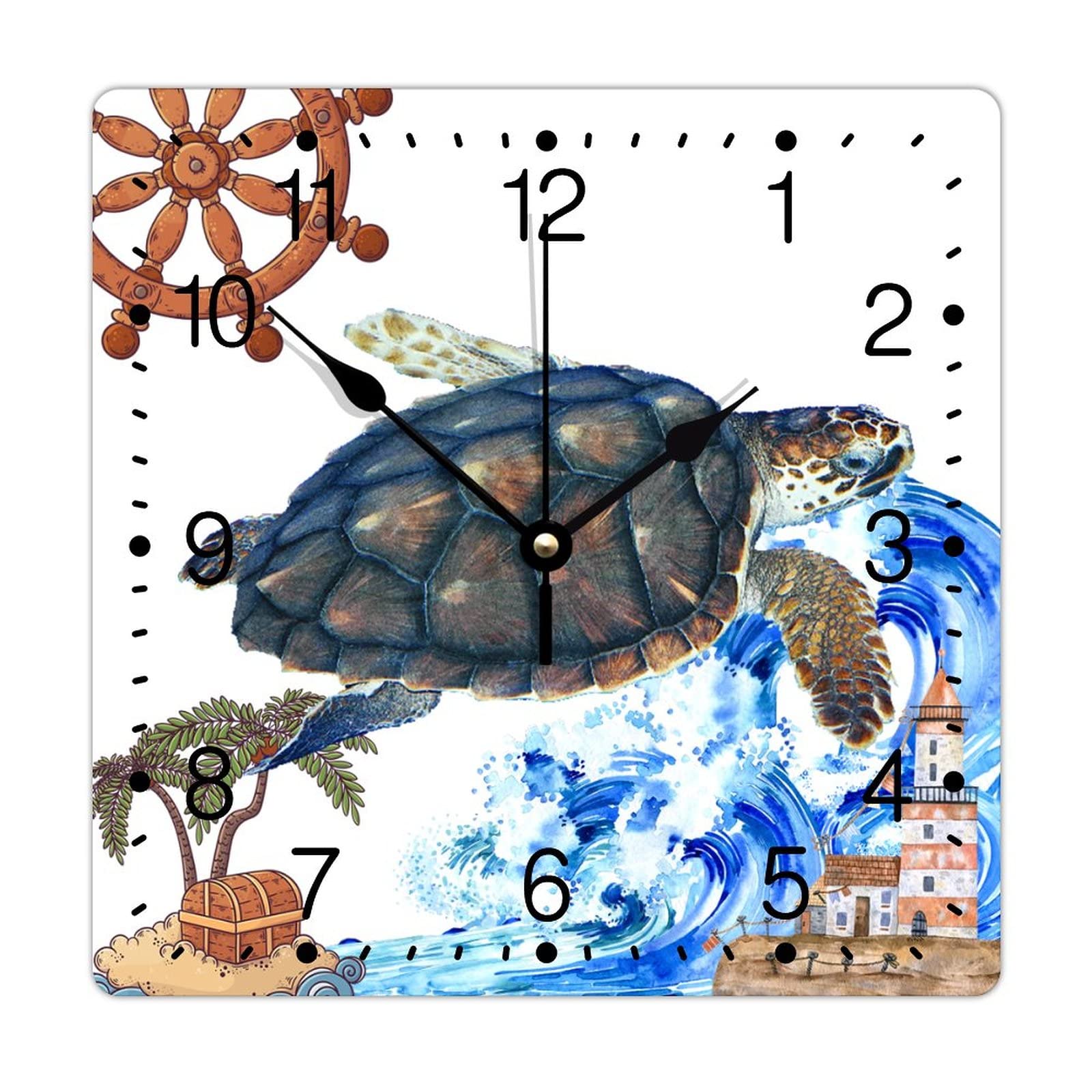 Horloge murale tortue rétro de 30,5 cm pour décorer votre bureau