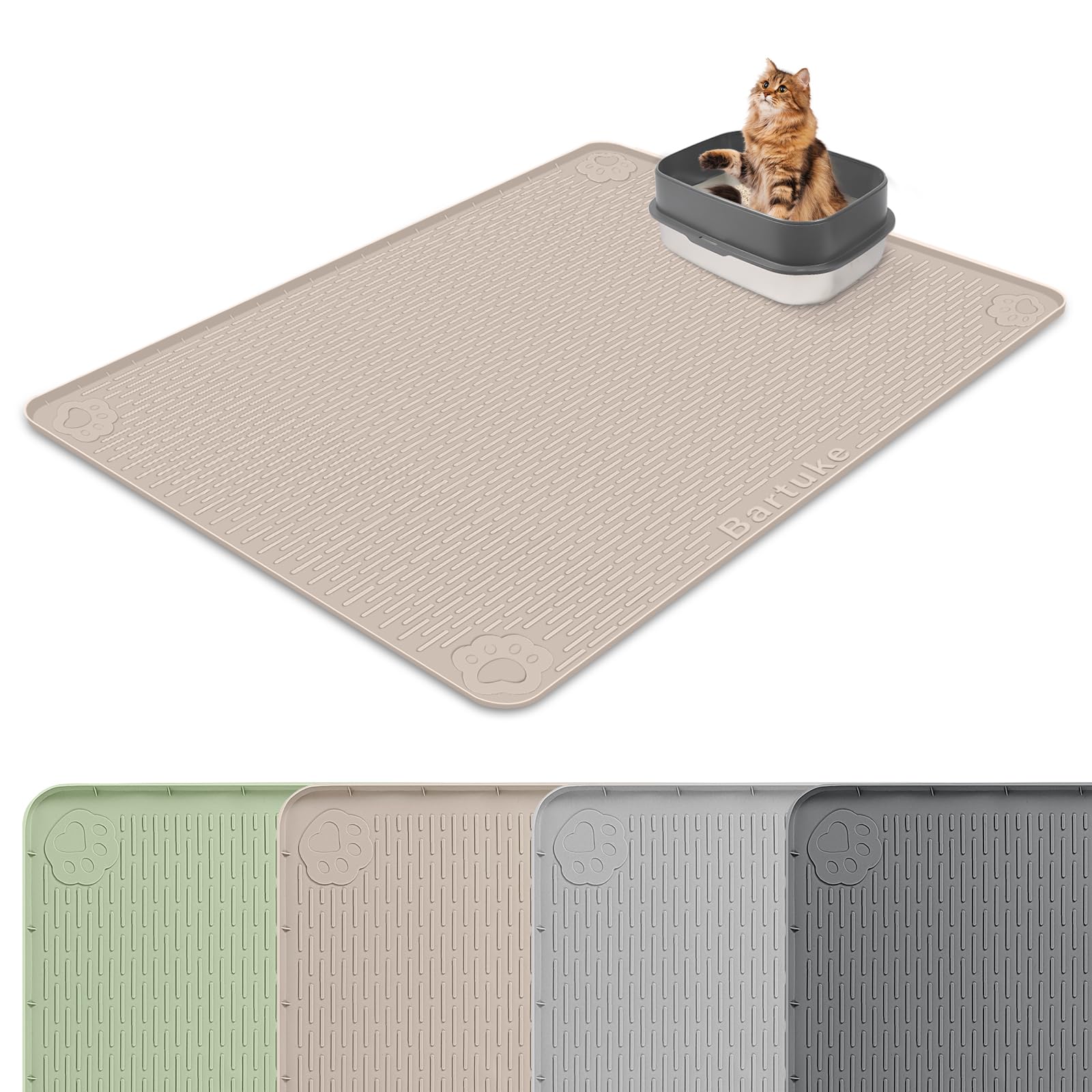 Katzenklo Matte Silikon groß,127x89cm Katzenstreu Matte xxl,Khaki