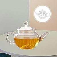 Vista 5 de Tetera de vidrio suelta tetera infusor de vidrio con colador de 8.5 fl oz, tetera transparente segura para estufa, calentador de té de vidrio