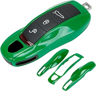 AeroBon 3-Piece Painted Key Cover Key Fob Shell Compatible with Porsche Key Shell Replacement (MK1, Green)