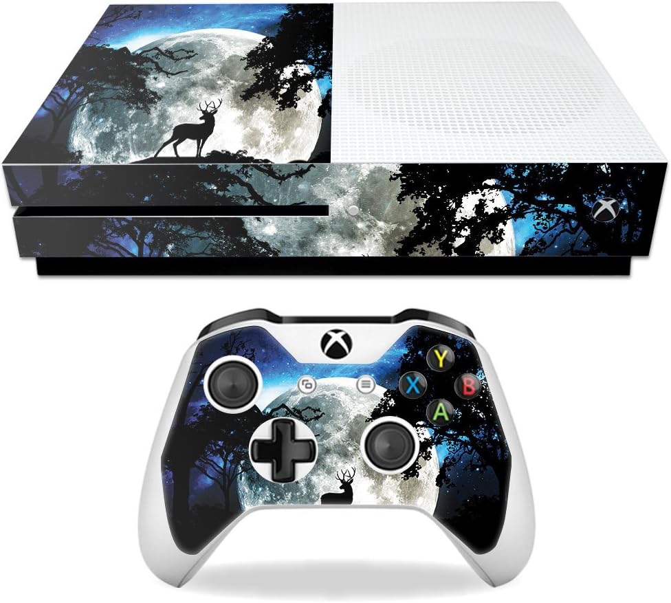 MightySkins Skin Compatible with Microsoft Xbox One S - Moonlight Deer | Protective, Durable, and Unique Vinyl Decal wrap Cover | Easy to Apply, Remove, and Change Styles | Made in The USA
