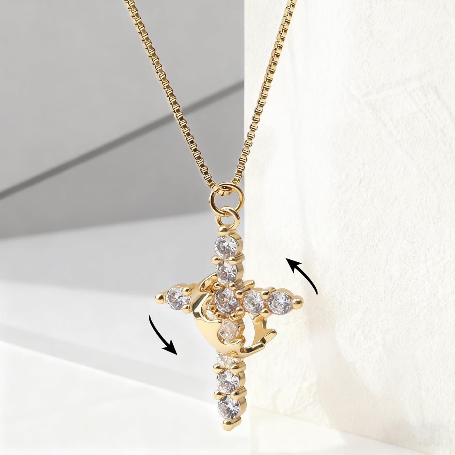 Crown Cross Necklace for Women, 14K Gold Silver Cubic Zirconia Crown Cross Necklace, Diamond Gold Silver Cross Necklaces, Dainty Cross Faith Simple Trendy Charm Jewelry Gift for Women - Image 5