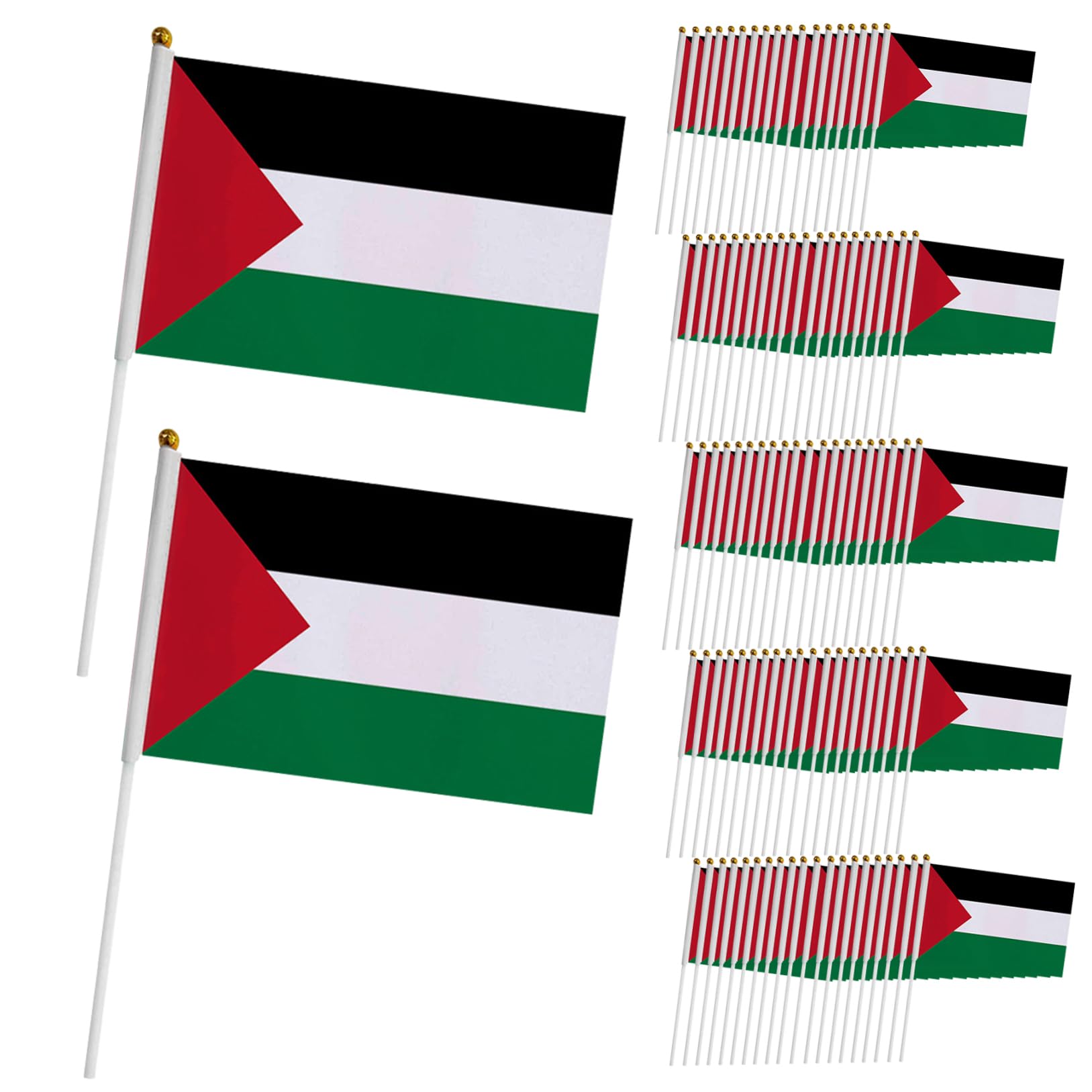 Drapeau de la Palestine mini drapeau sur bâton double face résistant avec mât plastique x100