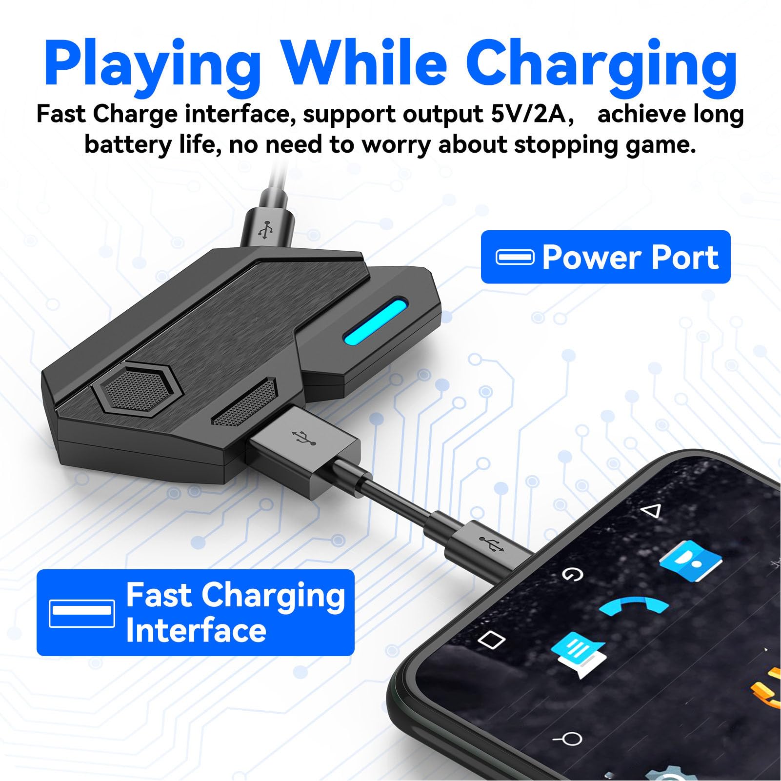 Juego de Convertidor de Mouse y Teclado para Teléfono Móvil, Kit de Teclado para Juegos RGB Combo de Media Mano y Mouse Portátil, Conexión Inalámbrica por Cable, Compatible con