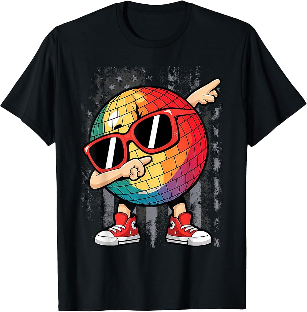 Retro Disco Ball Dabbing 70s Nightclub Dance Party Costume T-Shirt