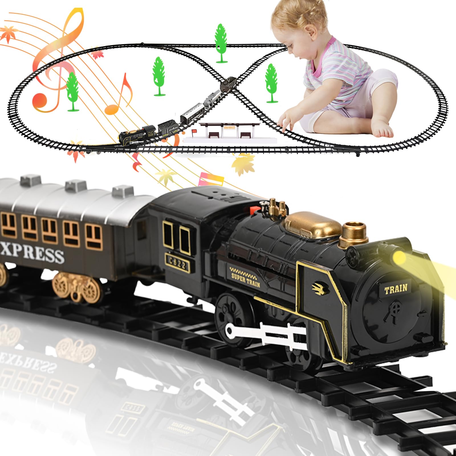 TRAIN EN BOIS クリスマス列車 【大型】 テディベア Amazon.com: Bearbao Christmas Toys Train Sets for Kids Boys