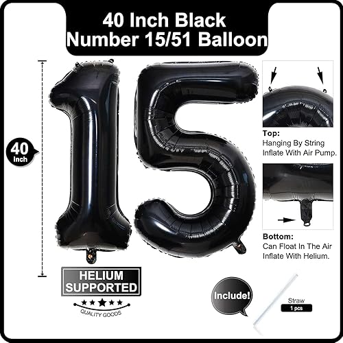 Miniatura 2 de Globo marrón café de 40 pulgadas con el número 51 de 15 dígitos gigantes, helio marrón oscuro, globos de helio marrón oscuro para fiesta de