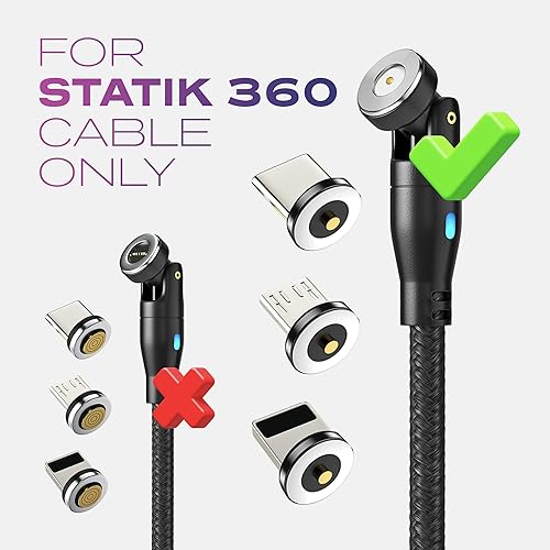 Miniatura 5 de Statik Puntas magnéticas  3 conectores de punta que se sujetan magnéticamente al cable de carga  Compatible con todos los dispositivos  Universal y