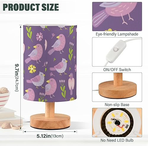 Miniatura 3 de Night Lights Led Light Burlap Spring Birds Flowers Leaves Purple Lamp for Kids Room Kitchen