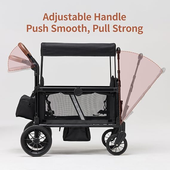 Stroller Wagon for 2 Kids, All-Terrain Wagon with Side-Open Door