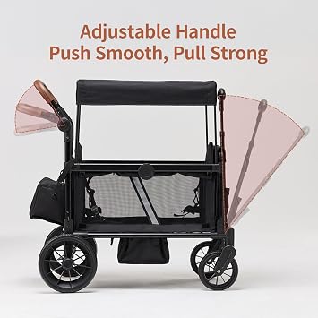 Stroller Wagon for 2 Kids, All-Terrain Wagon with Side-Open Door
