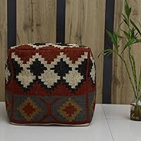Vista 7 de Trade Star Funda tejida a mano para puf kilim, funda decorativa para puf de asiento hecho a mano, funda de puf otomano de lana de yute auténtico