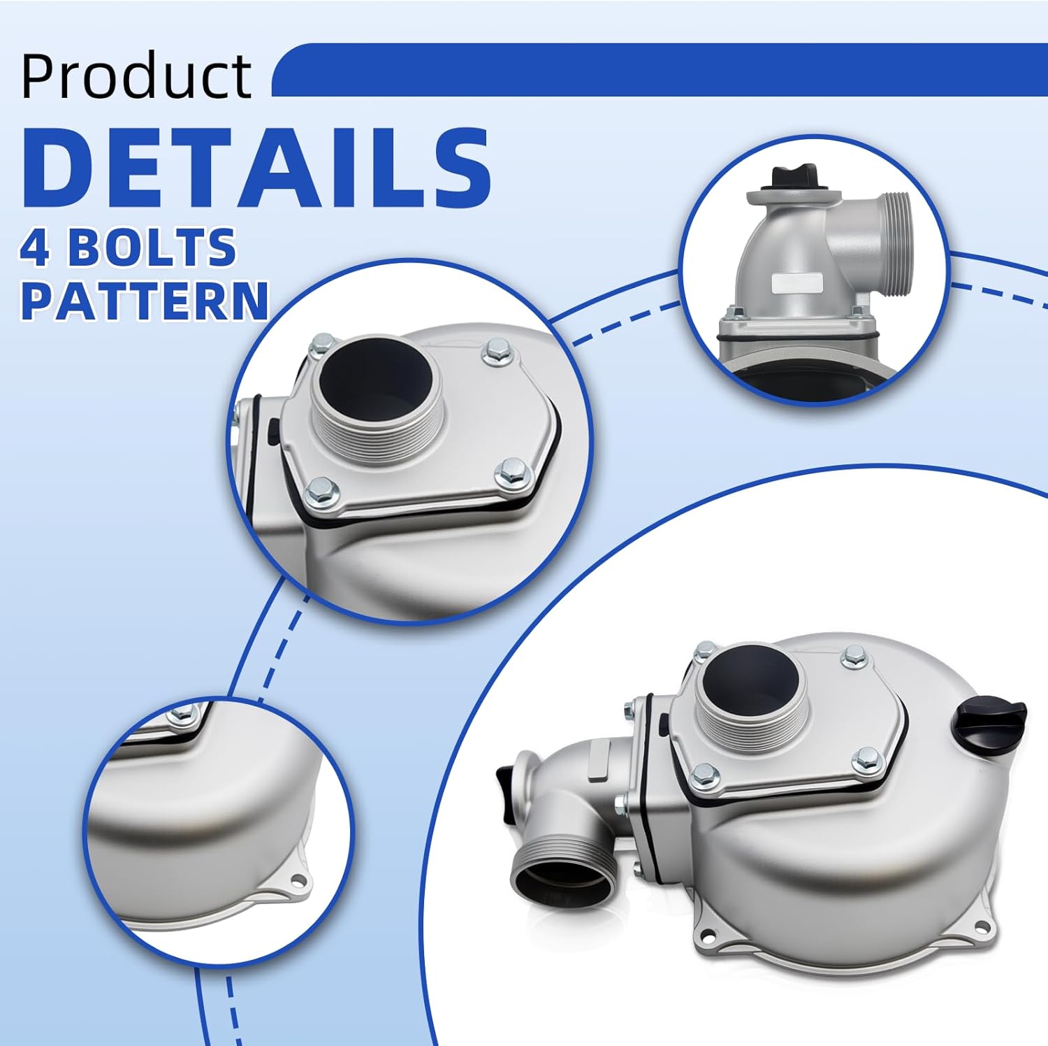 2 Inch Water Pump Body Housing Fit for Harbor Freight Predator 212cc Pacific Hydrostar Gasoline Engine Semi-Trash Water Pump 158 GPM