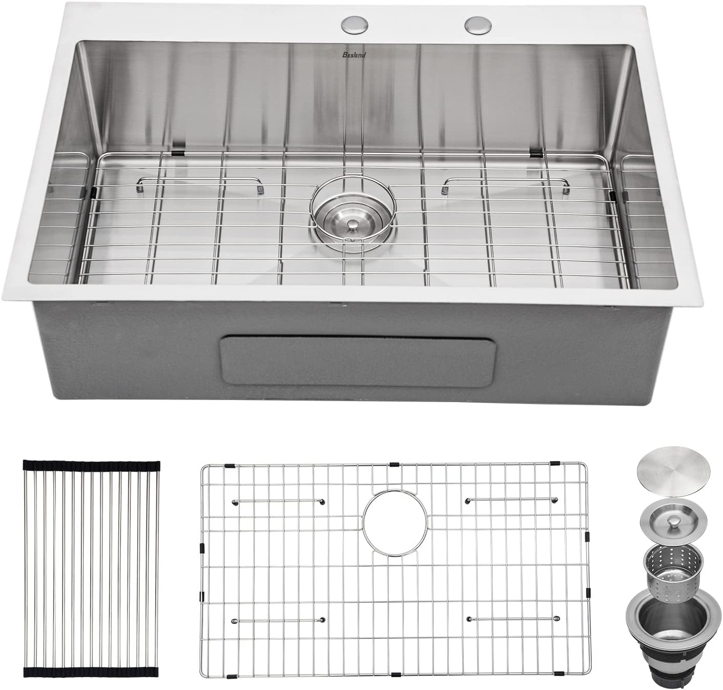 Ruvati Glass Rinser Ibiza 16-Gauge Stainless Steel 22 In. Single Bowl Drop In Workstation Bar Sink Rvh8262st - View #6
