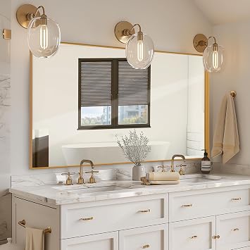 Anpark Wall Mirror 30" x 40" for Bathroom Modern Gold Deep Frame Mirror for Wall Decorative Horizontal or Vertical Wall Mounted Mirror for Bedroom Living Room Entryway Wall Decor