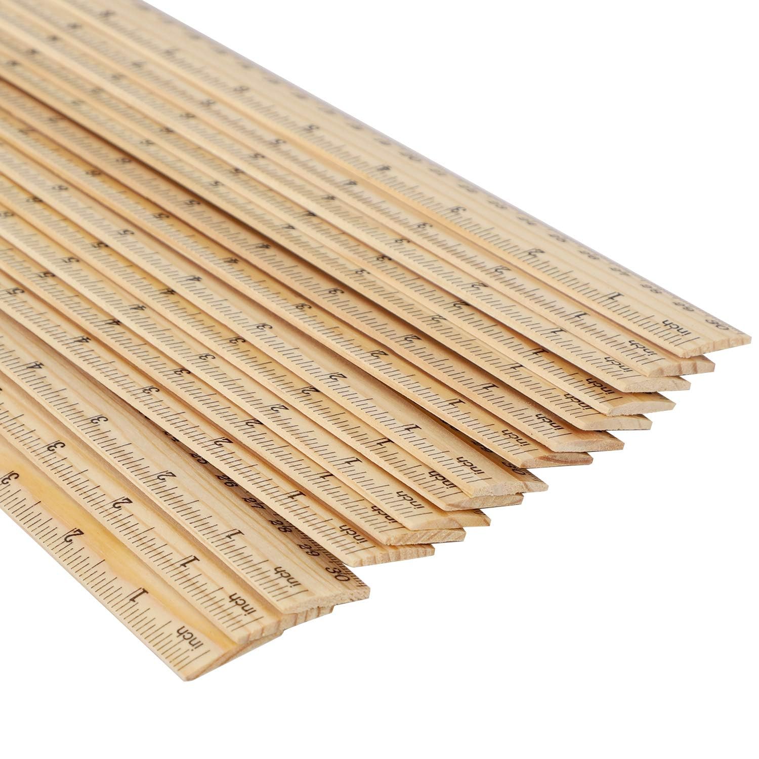 Snapklik.com : 72 Packs 8 Inch Wooden Rulers Bulk, 20cm Double Sided ...